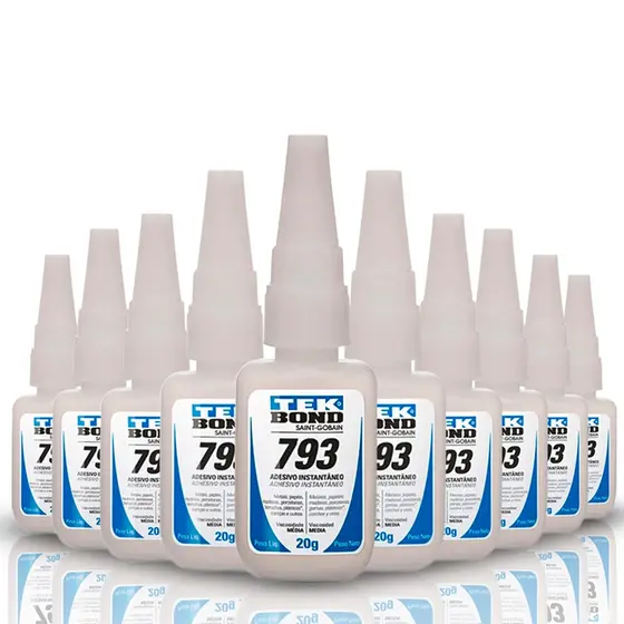 Kit 10 Cola Instantâneo 793 20g Bico Antientupimento - Tek Bond Cola Tudo Rápido Artesanato Trabalho