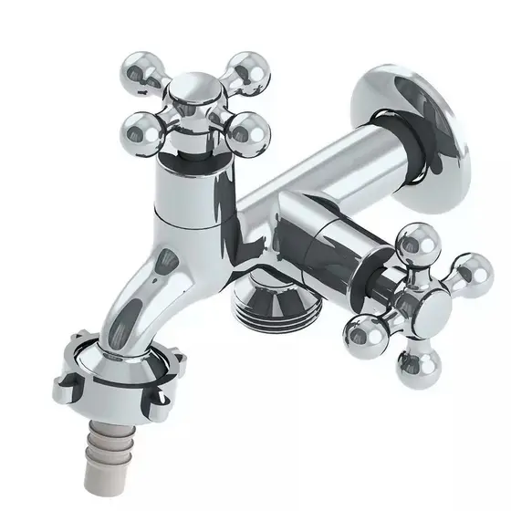 Torneira Cromada Metal Parede 1428 C33 1/4 Volta Para Tanque Lavadora Máquina De Lavar Daviti