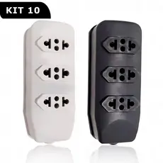 Kit 10 Tomada em Barra Para Extensão Elétrica 2P+T Bi Ampere 20A/10A