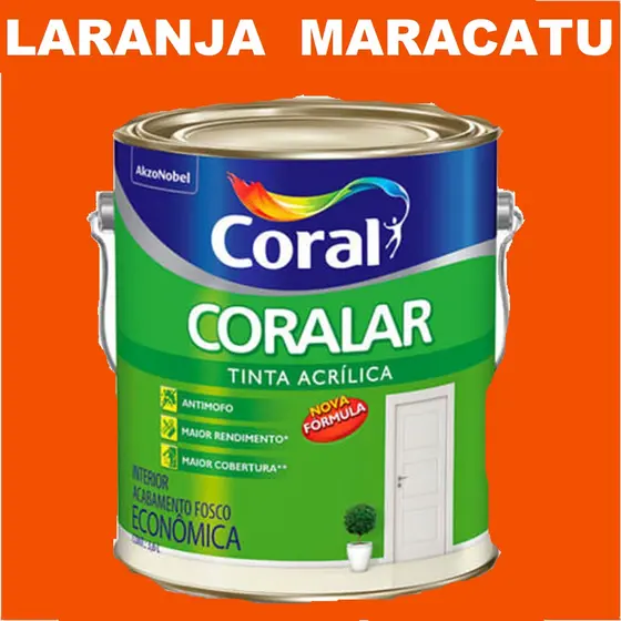 Tinta LARANJA MARACATU Coral Anti Mofo Acrílica Parede Coralar 3.6lt