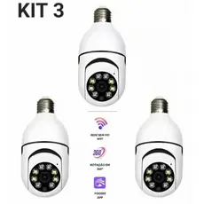 kit 3 câmera segurança wi-fi ip sem fio 360 encaixe lampada aplicativo yoosee ptz full HD visão not