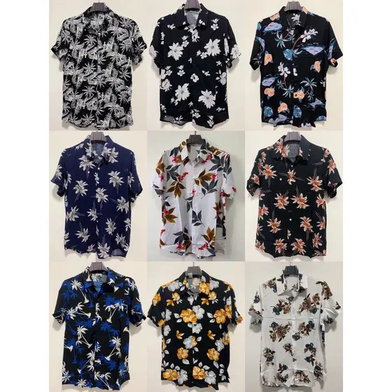 Camisa Masculina Floral Havaiana Praia Verão Manga Curta Viscose