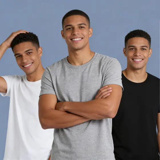 Kit 3 Camisetas Masculina Básica Manga Curta Lisa Premium
