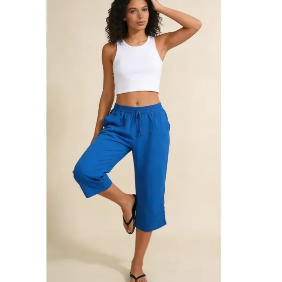 Calça Feminina Pantacourt Capri em Viscolinho com Bolso | Casual, Leve e Confortável