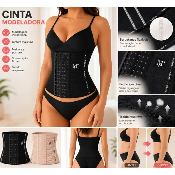 Cinta Modeladora Feminina Cintura Alta 6 Níveis de Ajuste Compressão Abdominal Respirável Modela Silhueta Reduz Medidas