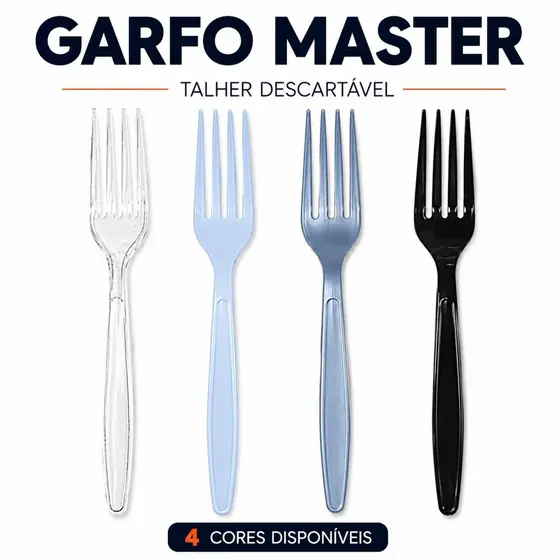 Garfo Master, Faca e Colher (50 a 300uni) Talher Descartável