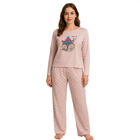 Pijama feminino inverno longo pijama feminino manga longa comprida Calça Inverno estampas variadas