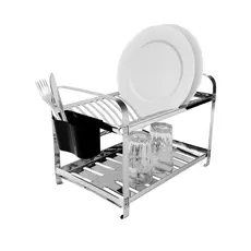 Escorredor de Louça inox para 16 pratos com porta talher plástico
