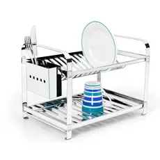 Escorredor de louça inox para 16 pratos com porta talher inox