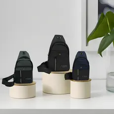 Bolsa de tecido durável para homens, bolsa crossbody masculina, bolsa de peito ao ar livre com faixa reflexiva