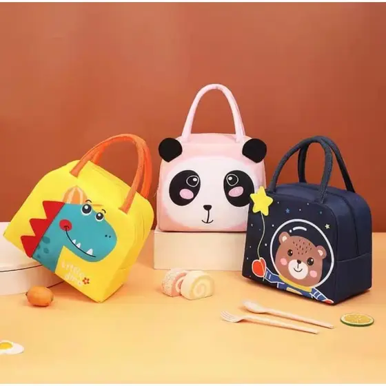 Bolsa Térmica Infantil Lancheira Escolar Marmita C/ Alça Estampas Animais Fofos 3D