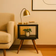 Mesa Lateral Retro 40 1 Nicho Preto - Olivar Móveis
