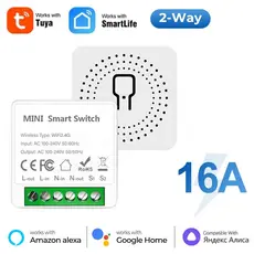 Interruptor Wi-Fi Tuya Mini, aplicativo Smart Life, controle bidirecional, módulo de automação residencial inteligente