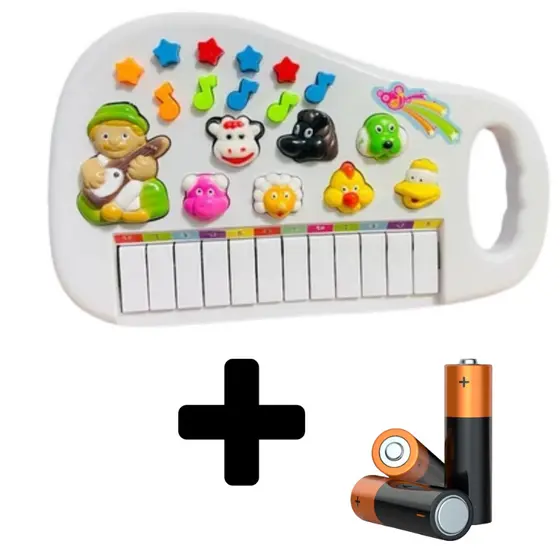 Teclado Piano Fazendinha Bebê Infantil de Animais com Sons Brinquedo Educacional