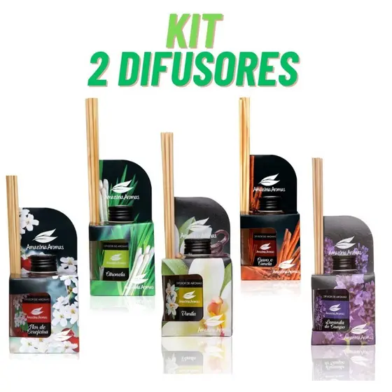 Kit 2 Difusores de Ambiente Amazônia Aromas 270ml c/ varetas