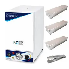 Estufa Esterilizadora Profissional Manicure Esterelix Bivolt 4,2L Mega Bell + 3 Estojos + 1 Pinça