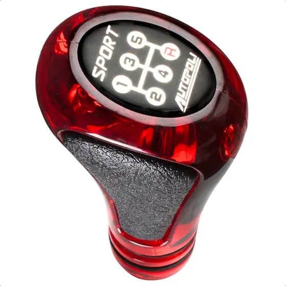 Bola de Cambio Sport Vermelha Transparente com Preto Traseira Direita 5m Universal