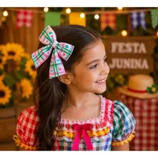 kit 3 laços festa junina infantil xadrez colorido em gorgurao /Laços artesanais são João