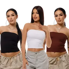 Top Tube Blusa Tomara Que Caia Feminino De Suplex Com Forro No Busto Moda Blogueira Básica Tamanho Único