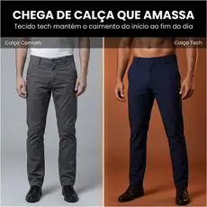 Calça Alfaiataria Masculina Elastano Slim Fit Tech Calça Bege Masculina Calça Reta Masculina