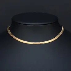 Gargantilha Colar cordão achatado fita aço inox dourado Feminina
