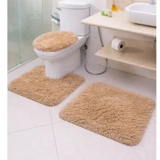 Kit de Tapetes  Felpudos para Banheiro 3 Peças Antiderrapante