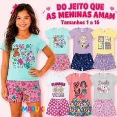Kit 6 Peças Infantil Juvenil Menina Verão Conjunto Infantil Feminino 1 a 16