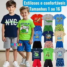 Kit 10 Peças Premium Infantil Juvenil Masculino Verão Roupas De Menino