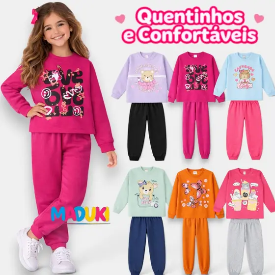 Kit 4 Peças Moletom Infantil Feminino Menina Inverno