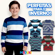Kit 2 Blusas de Lã Tricot Infantil Juvenil Masculino Inverno
