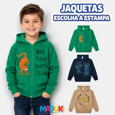 Jaqueta Infantil Juvenil Menino Inverno Premium com Ziper e Capuz 1 a 16