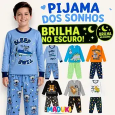 Kit 4 Peças Pijama Infantil Masculino Inverno Manga Longa Estampados Confortáveis