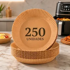 Kit 250 Forro Papel Airfryer Descartável Forma Antiaderente