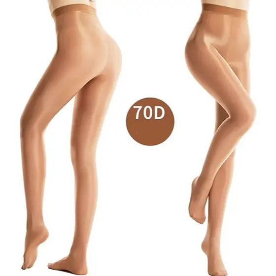 Kit 2 Meia Calça Feminina 70D Anticelulite Bronzeado Brilhante Tamanho Único