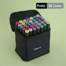 Conjunto De 36 Cores Canetas Marcadores Ponta Dupla Fina Grossa Cores Vibrantes