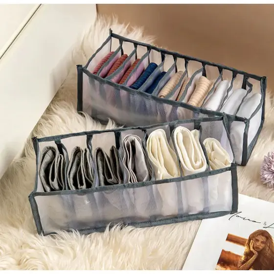 Organizador 7 Nichos Para Gavetas Caixa De Armazenamento Transparente De Roupas Meias Roupas Íntimas