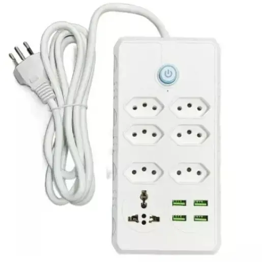 Extensão Elétrica Régua Bivolt 7 Tomadas C/ 4 Usb E Cabo 2 Metros