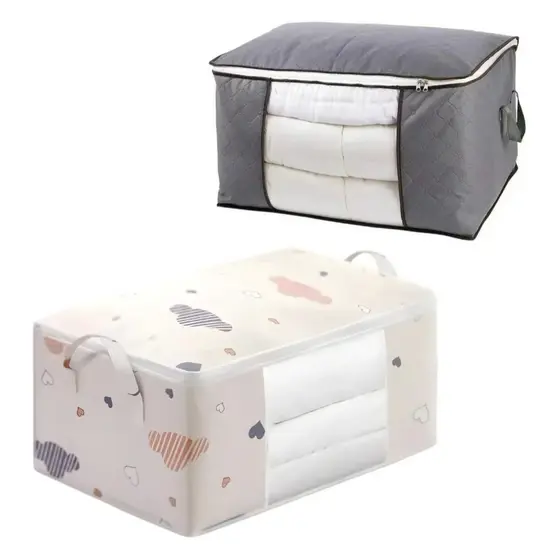 Kit 2 Saco Organizador De Armário Cobertor Edredom Com Visor Transparente