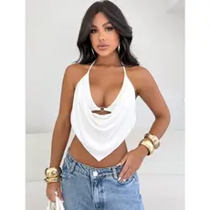 Top Cropped Coração Multiformas de Amarrar Costas Nuas Elegante Tamanho Único 36 ao 42