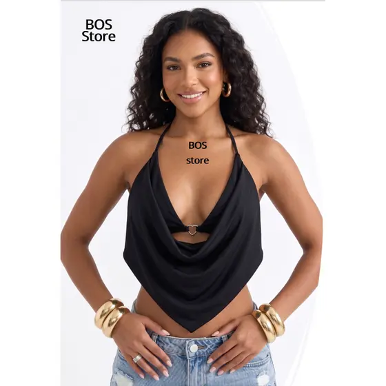 Cropped Feminino Decote Fivela Coração Costas Nuas tamanho único P ao G Tecido Suplex Premium tendência Ajuste Perfeito