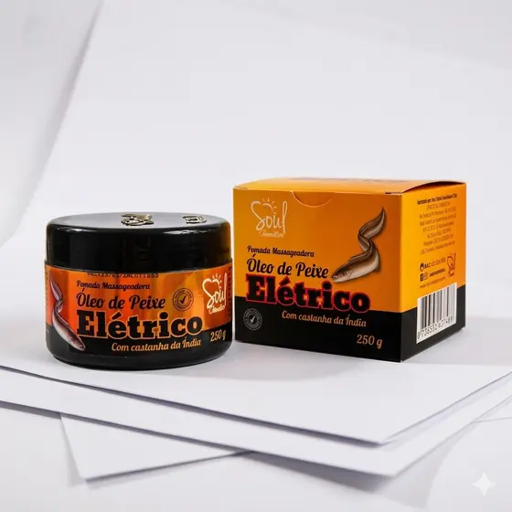 Kit 3 Pomadas Massageadora Óleo de Peixe Elétrico 250g Castanha da Índia Massagem Corporal
