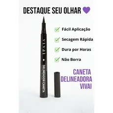 Delineador Líquido em Caneta Vivai | Preto Intenso, à Prova D’Água e de Longa Duração