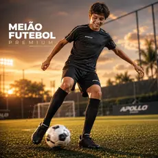 Meião Futebol Infantil Juvenil Futsal Cano Alto Atoalhado Apollo 28 ao 34