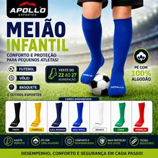 Meião Infantil Esportivo 22 ao 27 – Futebol, Vôlei e Basquete | Conforto e Proteção