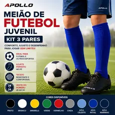 Kit Com 3 Pares De Meião De Futebol Juvenil 28 Ao 34