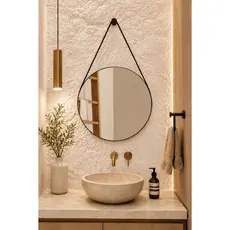 Espelho Adnet 50cm com Alça e Suporte para Banheiro Sala Lavabo Hall