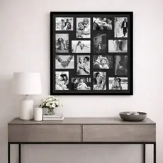 Porta Retrato Multifotos 16 Fotos Quadrado Com Vidro Decorativo Parede Sala Quarto