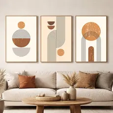 Quadro Decorativo Abstrato Geométrico Moderno 3 Telas Sala Quarto Escritório 50x75 e 60x90