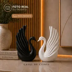 Escultura Cisnes Decorativos Enfeite moderno Sofisticado para Sala Quarto Escritório Casa Decoração