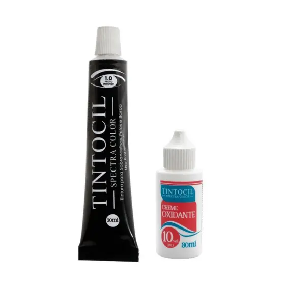 Tintura Para Sobrancelhas Barba Com Oxidante Tintocil Spectra Color 1.0 Cor Preto Intenso